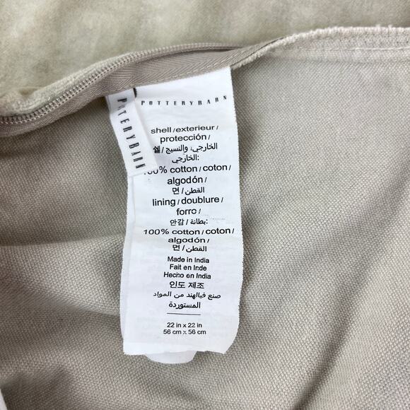 Pottery Barn Velvet Pillow Cover with Piping Distressed Boho 22x22 - Picture 4 of 4